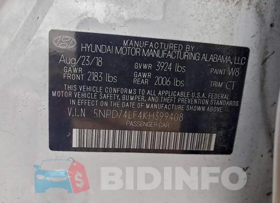 5NPD74LF4KH399408 Photo# 12