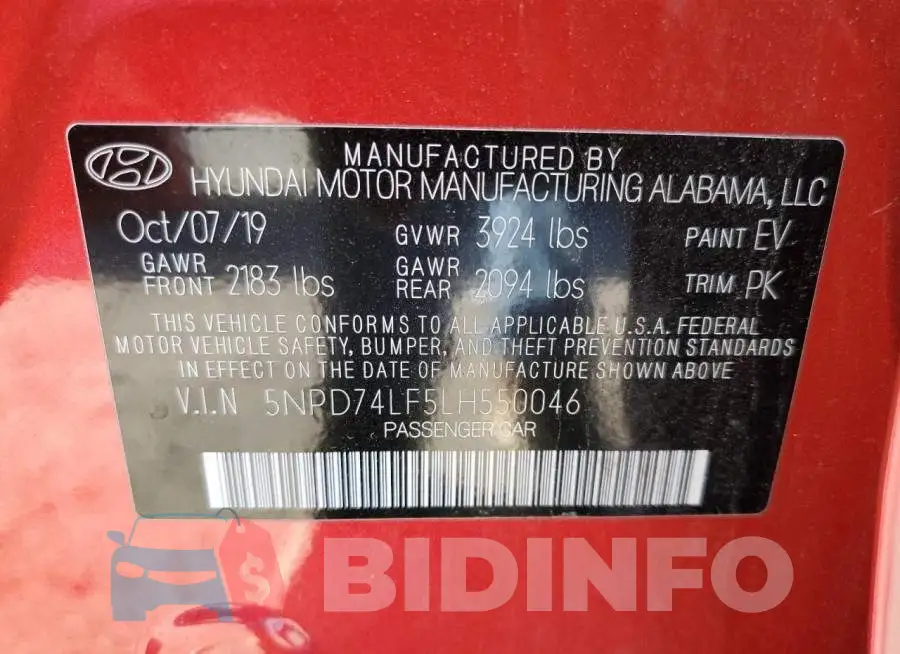 5NPD74LF5LH550046 Photo# 12