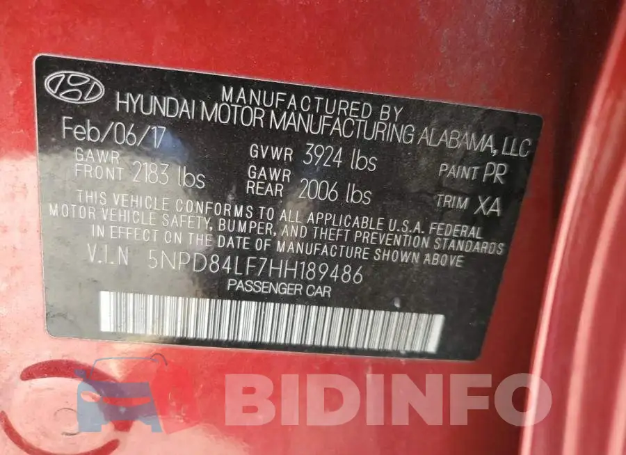5NPD84LF7HH189486 Photo# 13