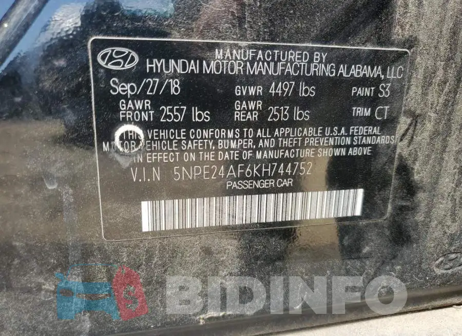 5NPE24AF6KH744752 Photo# 12