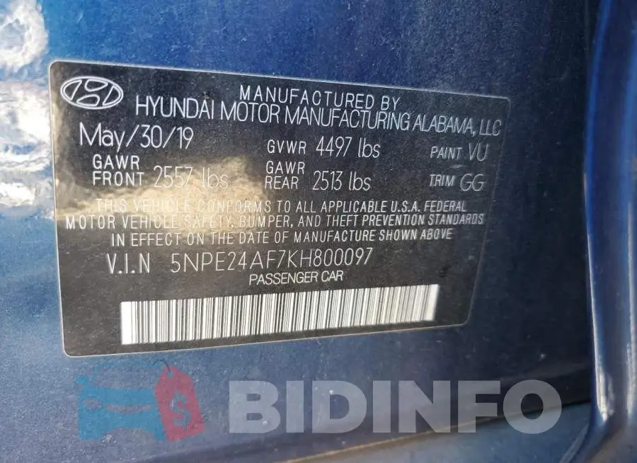 5NPE24AF7KH800097 Photo# 12