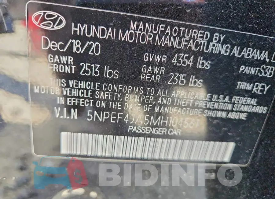 5NPEF4JA5MH104561 Photo# 12