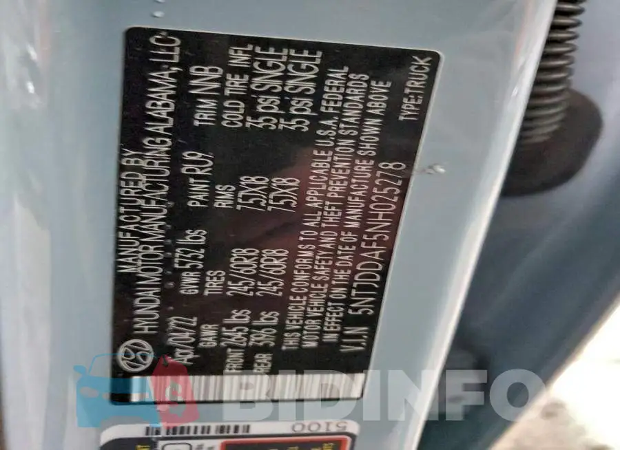 5NTJDDAF5NH025278 Photo# 13
