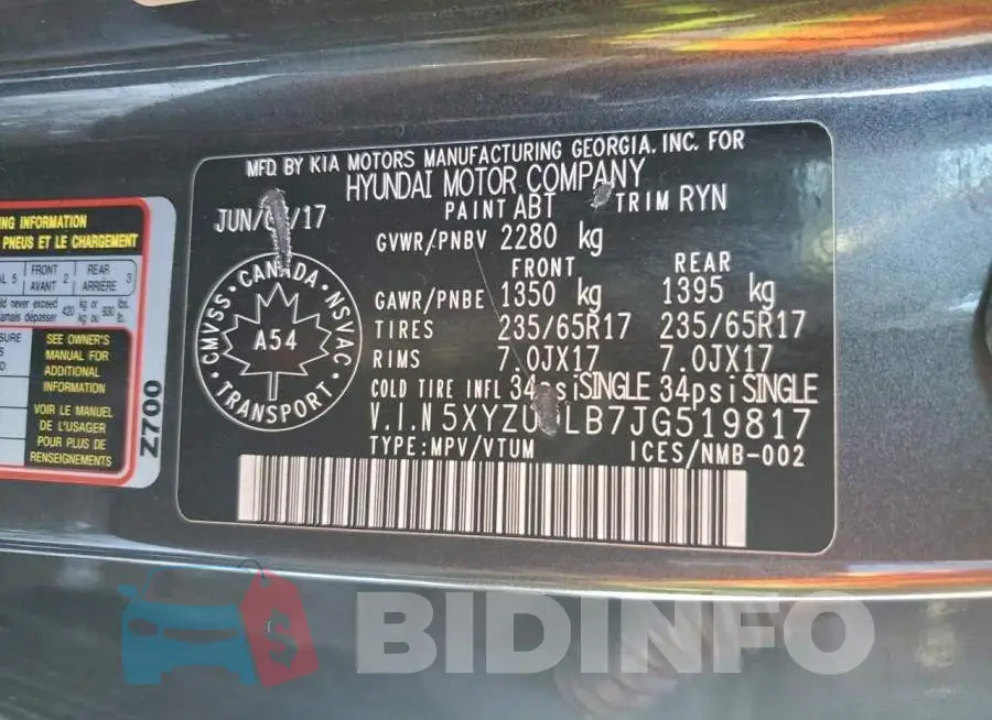 5XYZUDLB7JG519817 Photo# 14