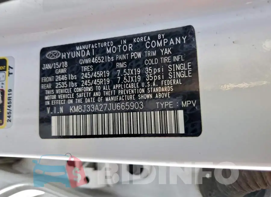 KM8J33A27JU665903 Photo# 13