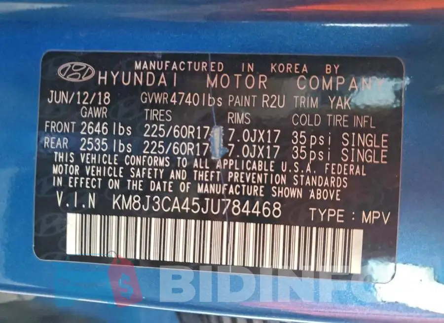 KM8J3CA45JU784468 Photo# 13