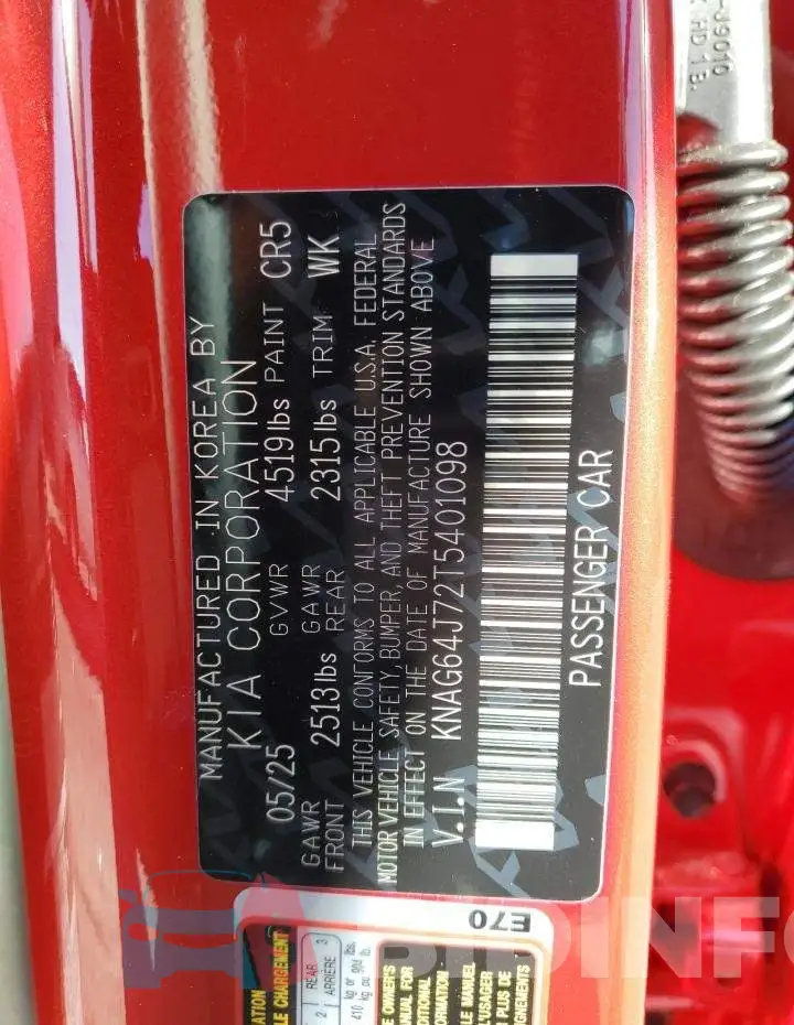 KNAG64J72T5401098 Photo# 13