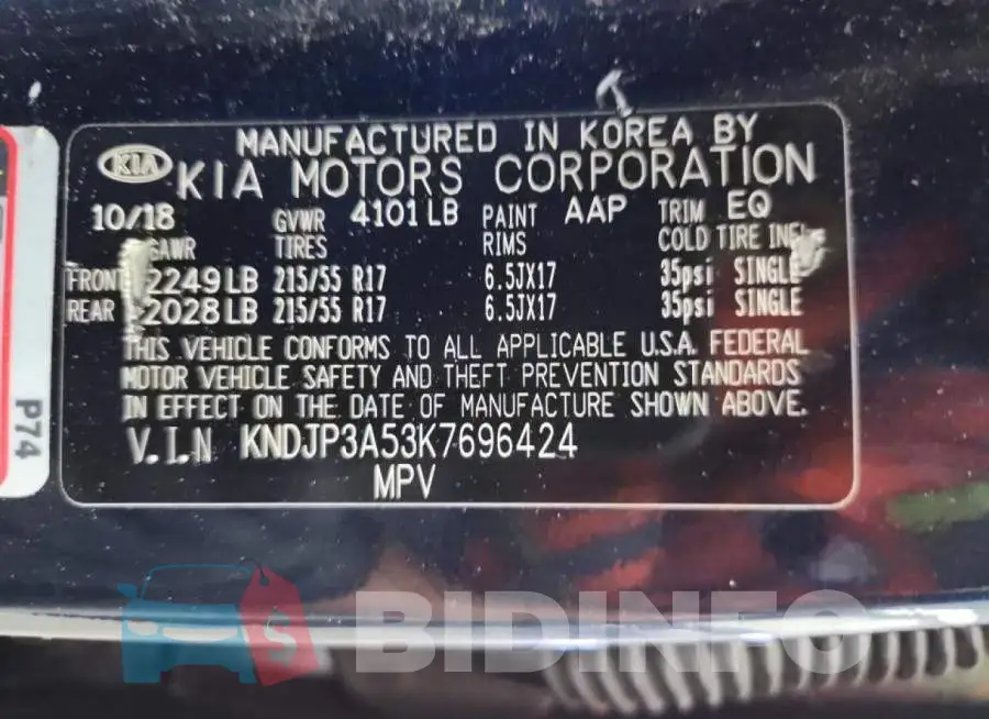 KNDJP3A53K7696424 Photo# 12
