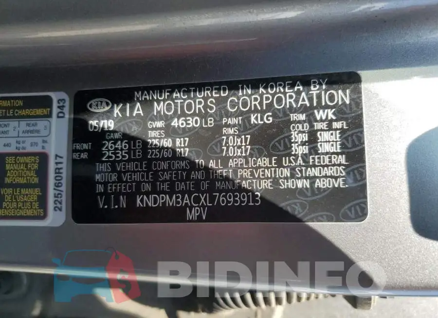 KNDPM3ACXL7693913 Photo# 13