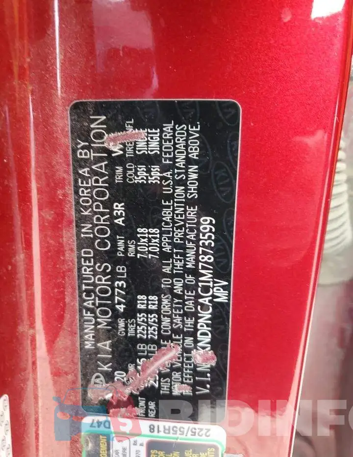 KNDPNCAC1M7873599 Photo# 13