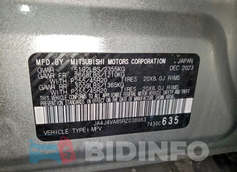 JA4J4VA85RZ038983 Photo# 13