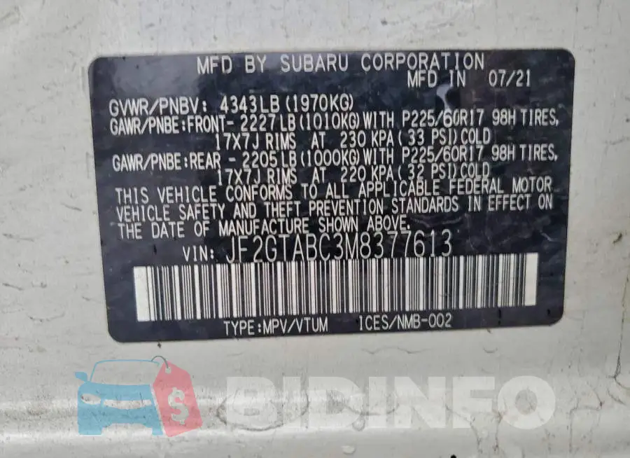 JF2GTABC3M8377613 Photo# 12