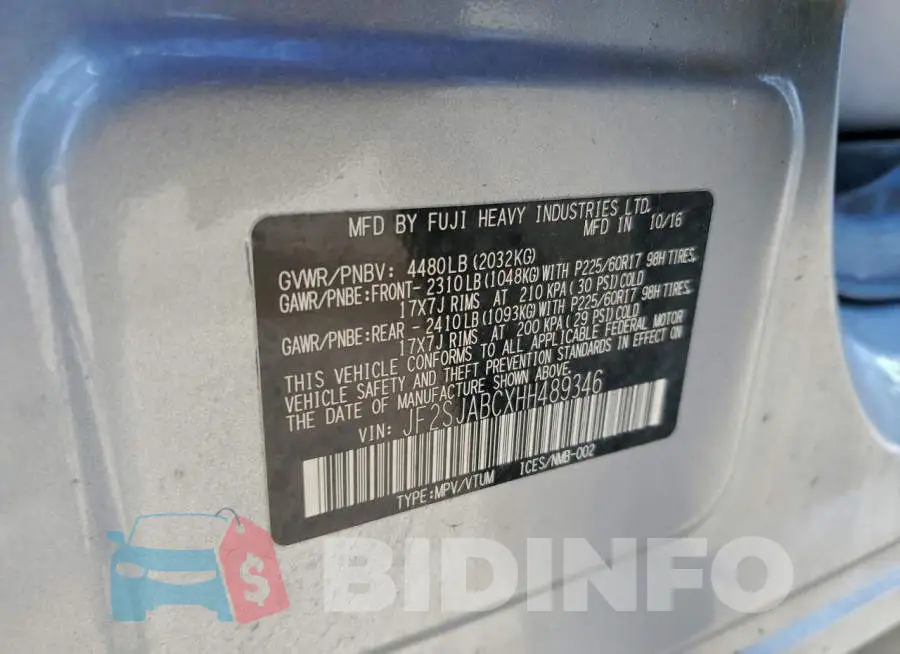 JF2SJABCXHH489346 Photo# 13