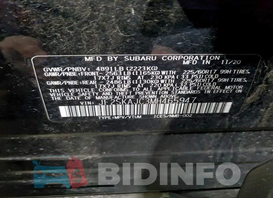 JF2SKAJC3MH465947 Photo# 14