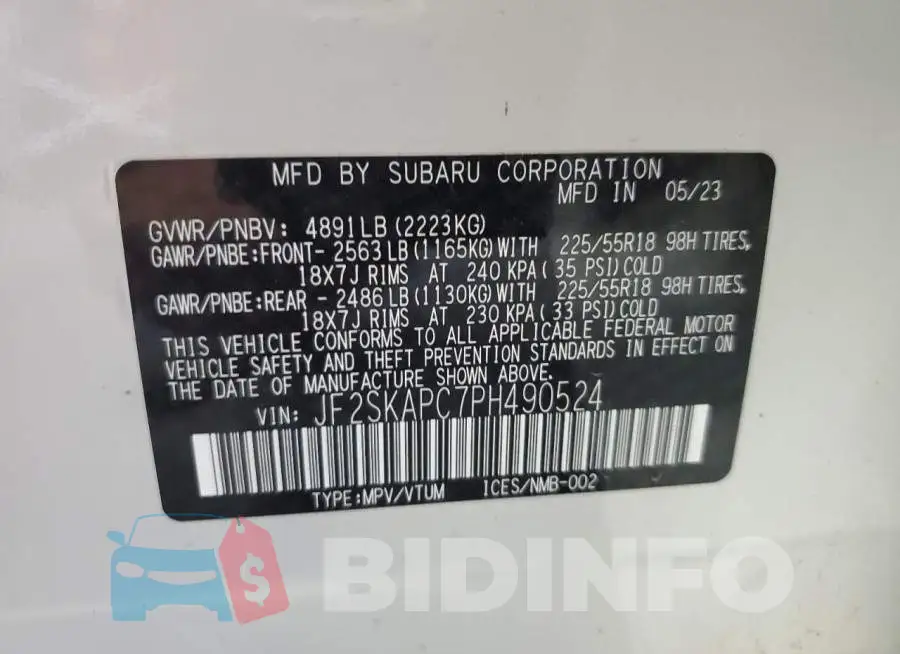 JF2SKAPC7PH490524 Photo# 13