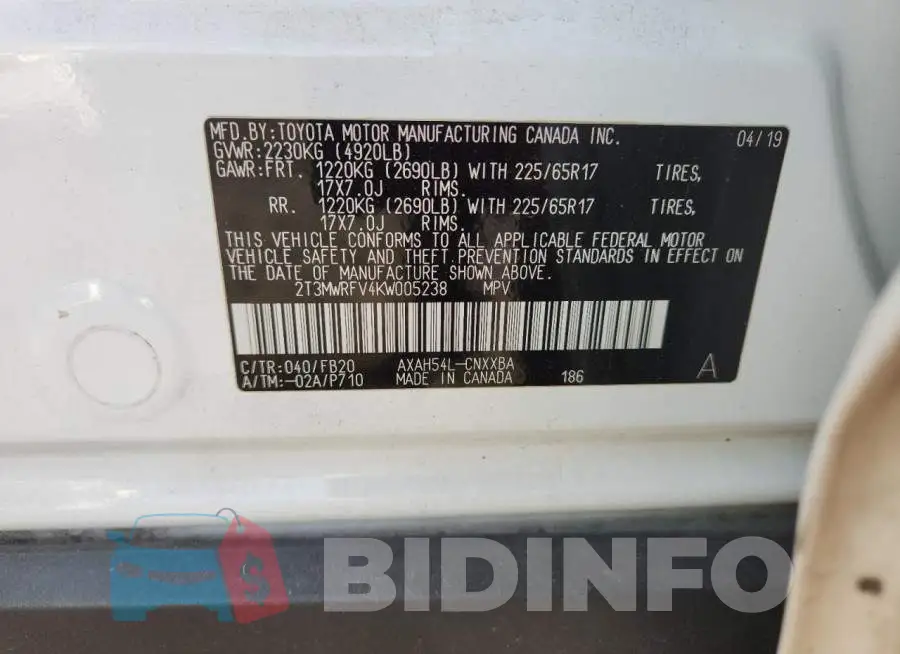 2T3MWRFV4KW005238 Photo# 13