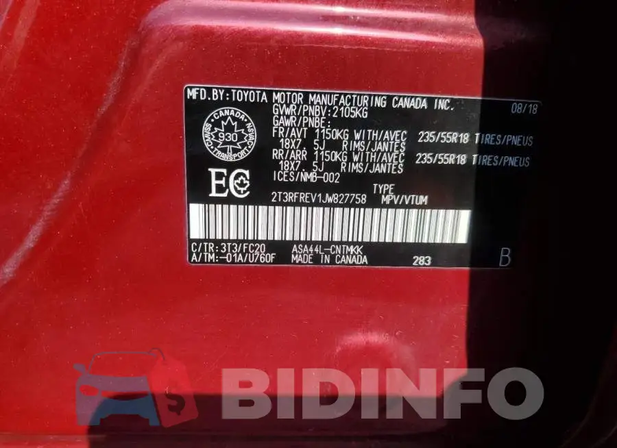 2T3RFREV1JW827758 Photo# 13