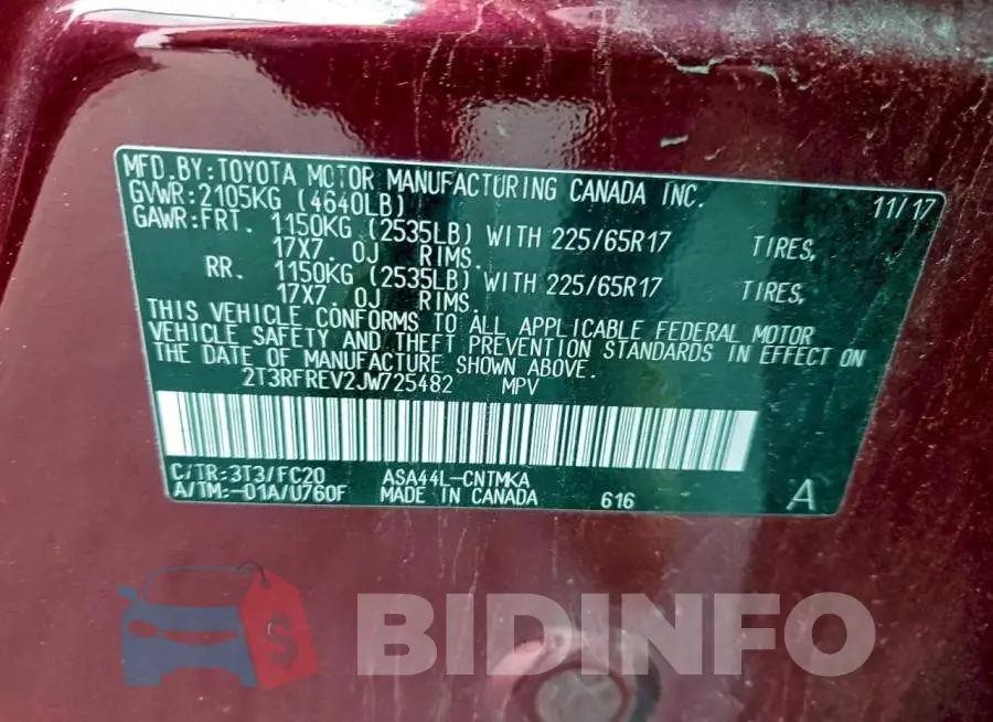 2T3RFREV2JW725482 Photo# 14
