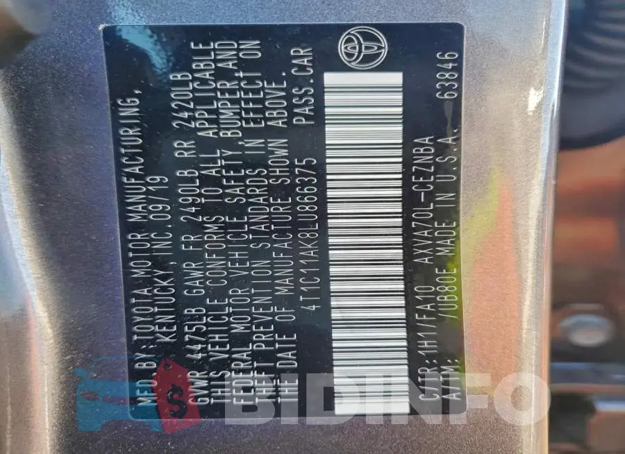 4T1C11AK8LU866375 Photo# 13