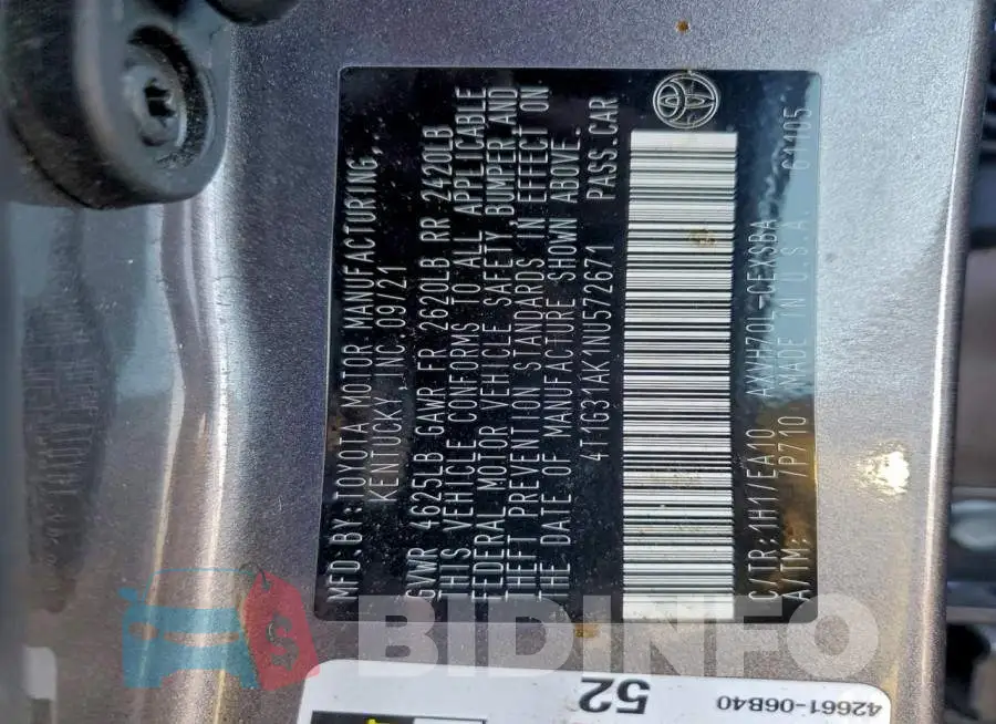 4T1G31AK1NU572671 Photo# 12