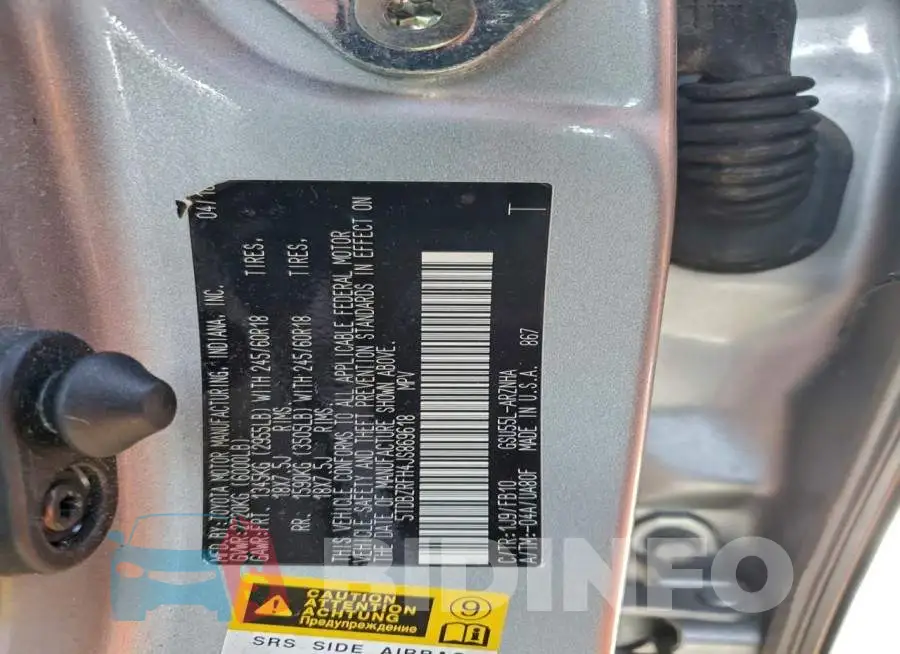 5TDBZRFH4JS869618 Photo# 13