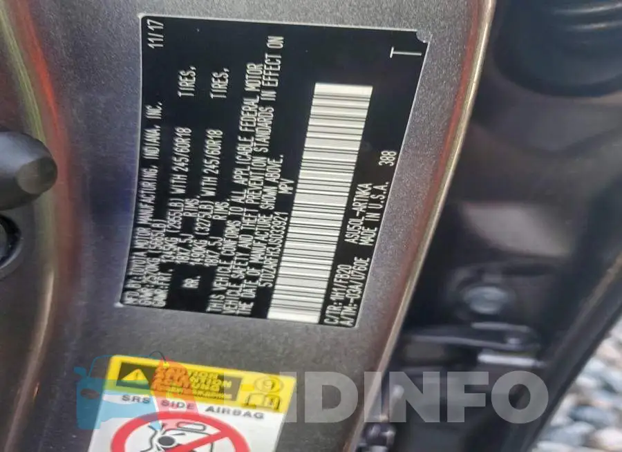 5TDZARFH3JS033921 Photo# 14