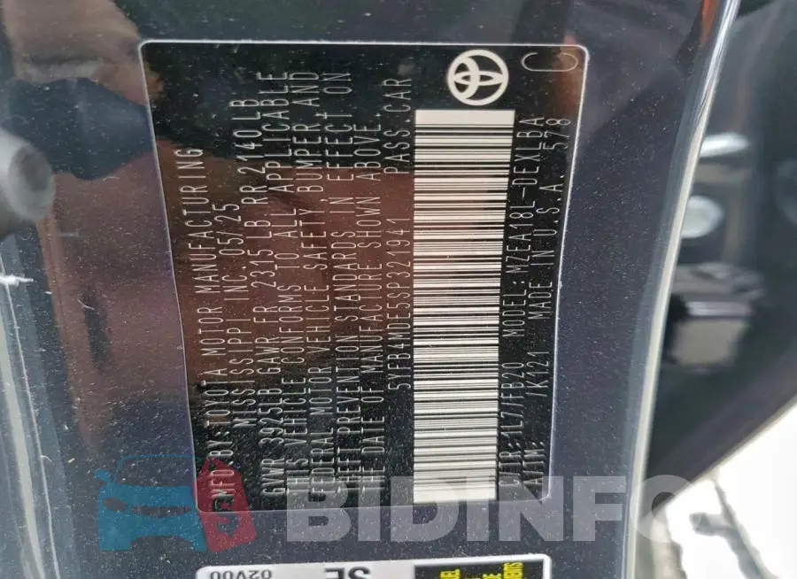 5YFB4MDE5SP321941 Photo# 12