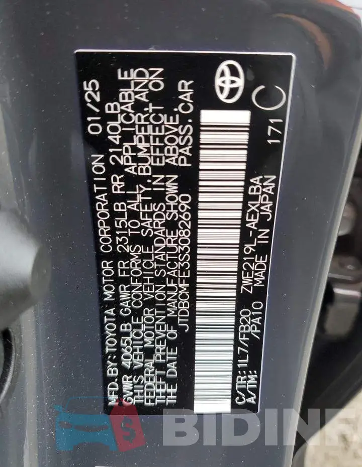 JTDBCMFE3S3082690 Photo# 12