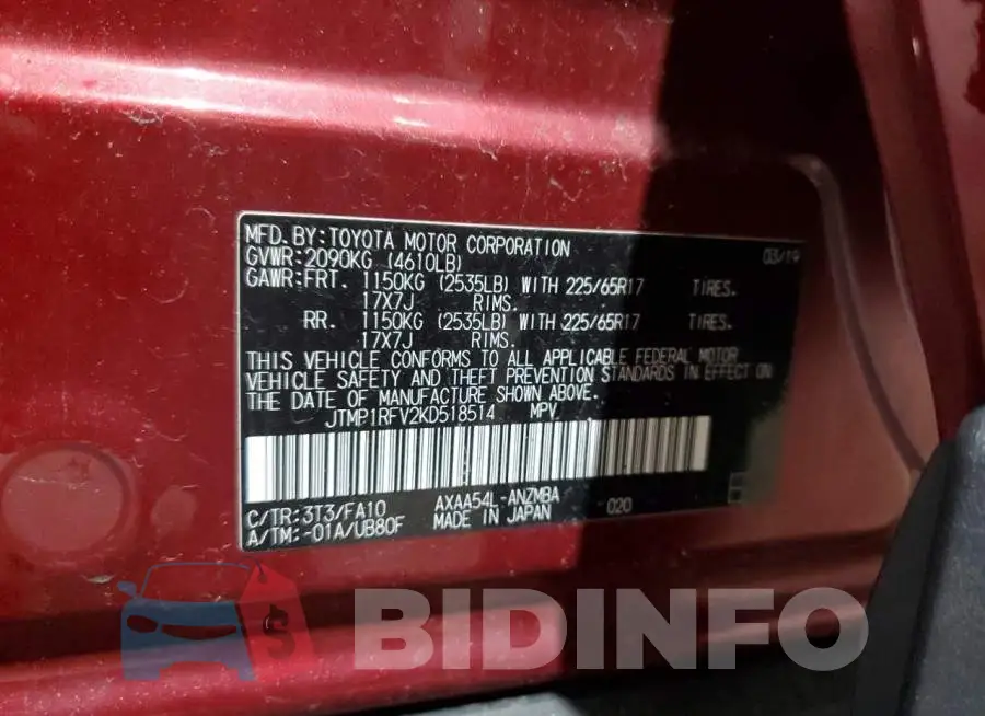 JTMP1RFV2KD518514 Photo# 13