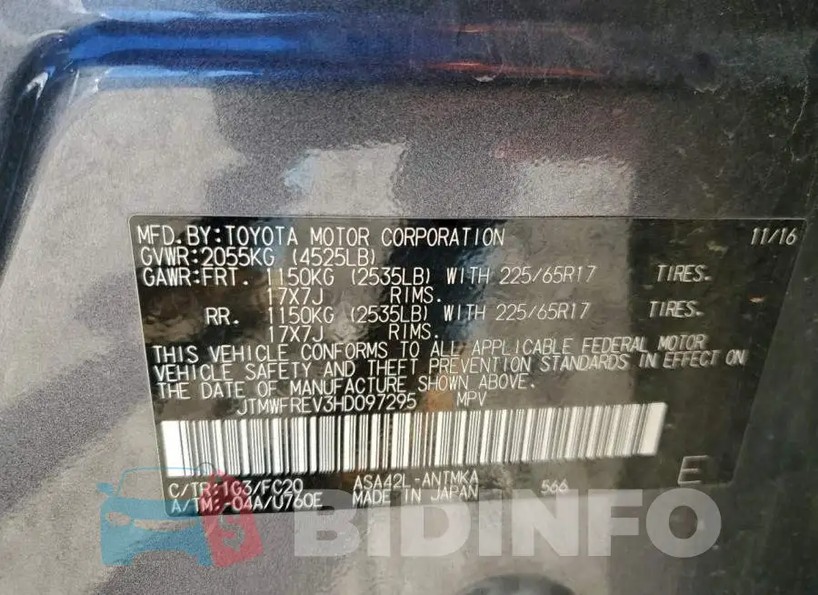 JTMWFREV3HD097295 Photo# 14