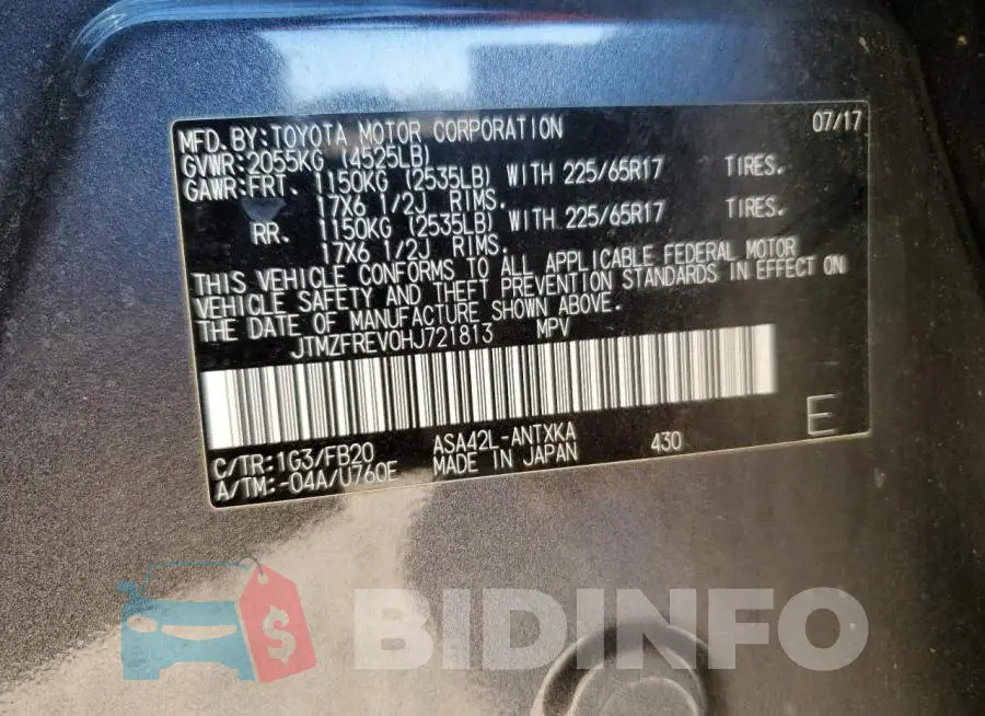 JTMZFREV0HJ721813 Photo# 12