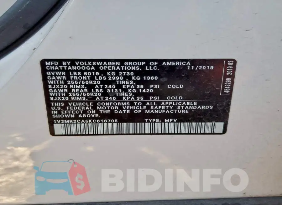 1V2MR2CA5KC616705 Photo# 12
