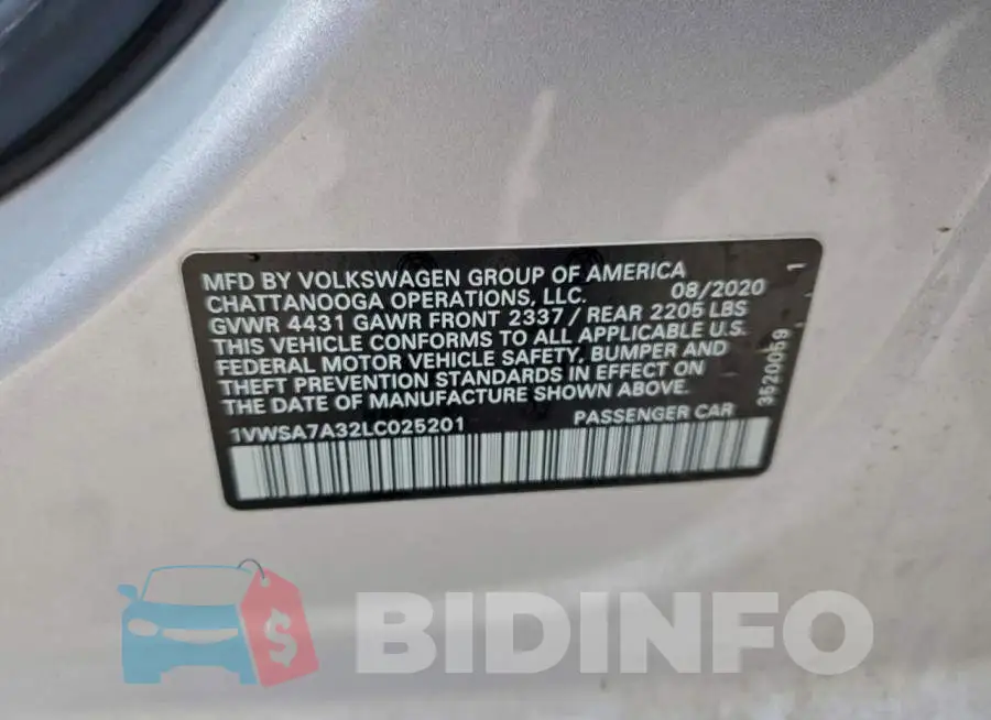 1VWSA7A32LC025201 Photo# 12