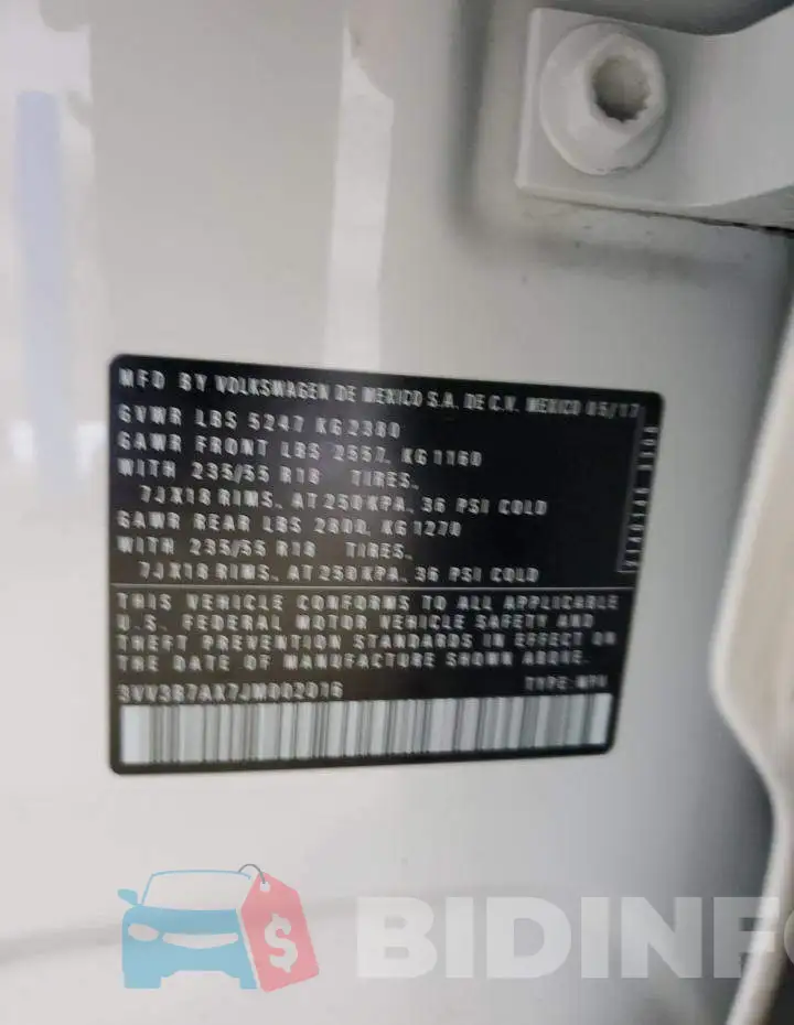 3VV3B7AX7JM002016 Photo# 13