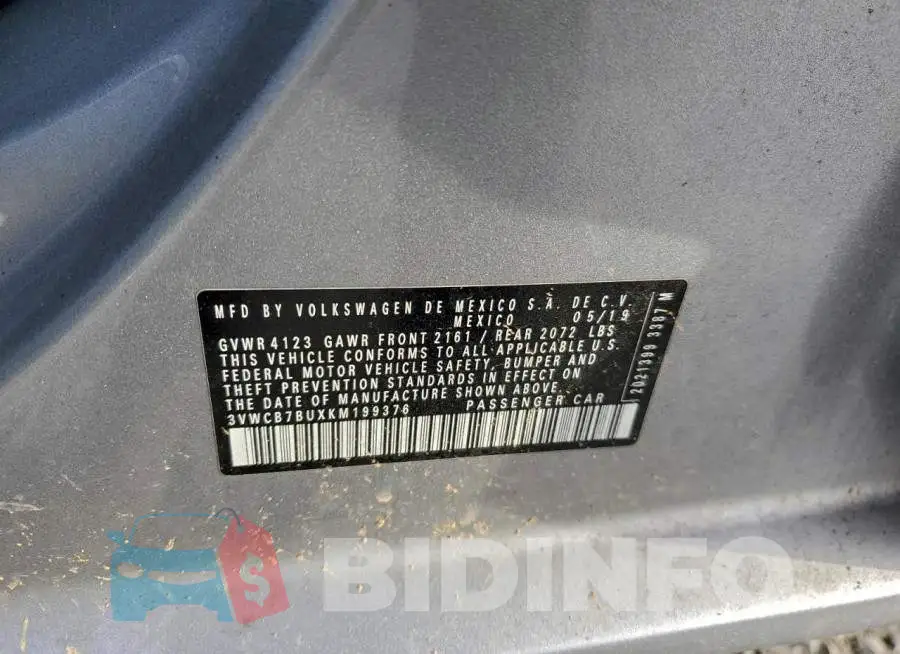 3VWCB7BUXKM199376 Photo# 12