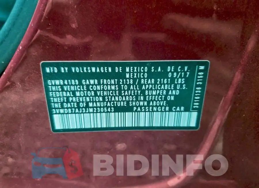 3VWDB7AJ3JM230543 Photo# 12