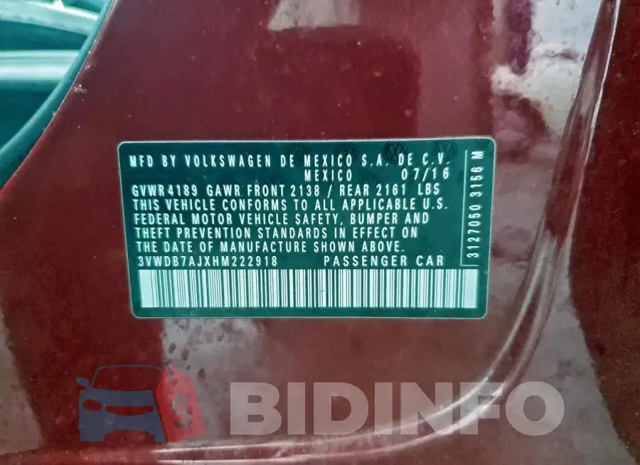 3VWDB7AJXHM222918 Photo# 13