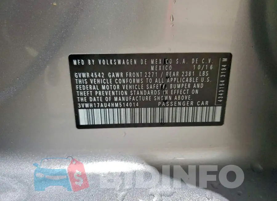 3VWH17AU4HM514014 Photo# 13