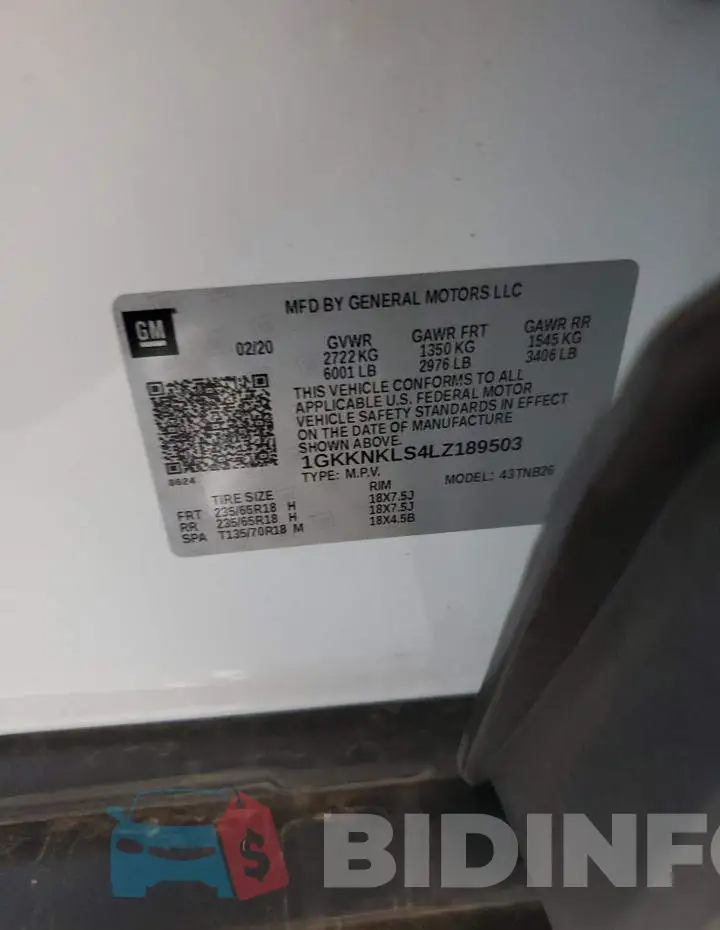 1GKKNKLS4LZ189503 Photo# 14