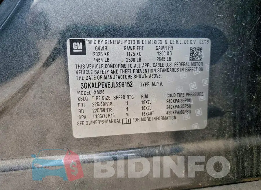 3GKALPEV6JL298152 Photo# 13