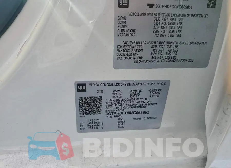 3GTPHDED0NG665851 Photo# 13