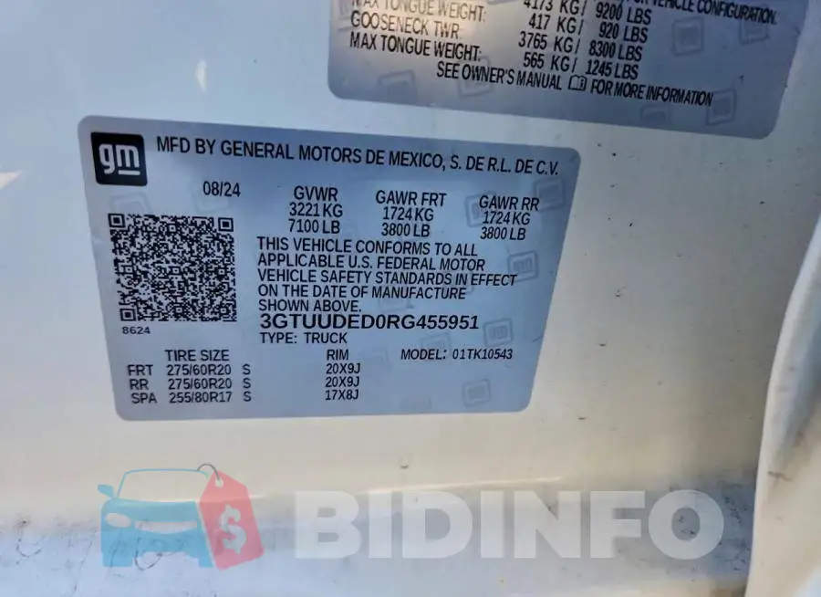 3GTUUDED0RG455951 Photo# 12