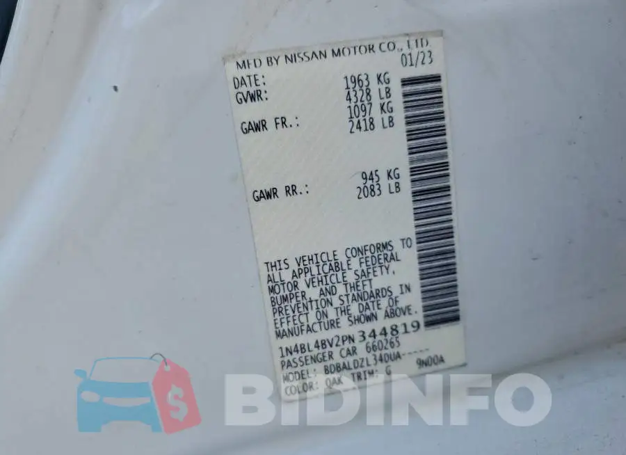 1N4BL4BV2PN344819 Photo# 12