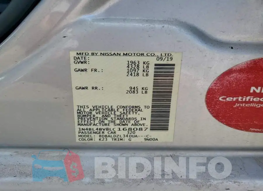 1N4BL4BV8LC168087 Photo# 13