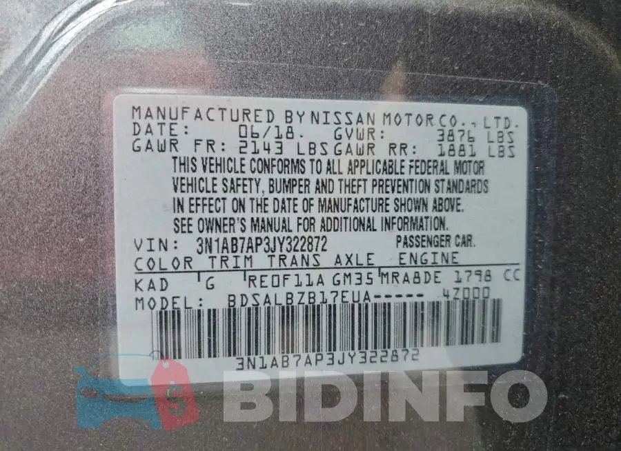 3N1AB7AP3JY322872 Photo# 12