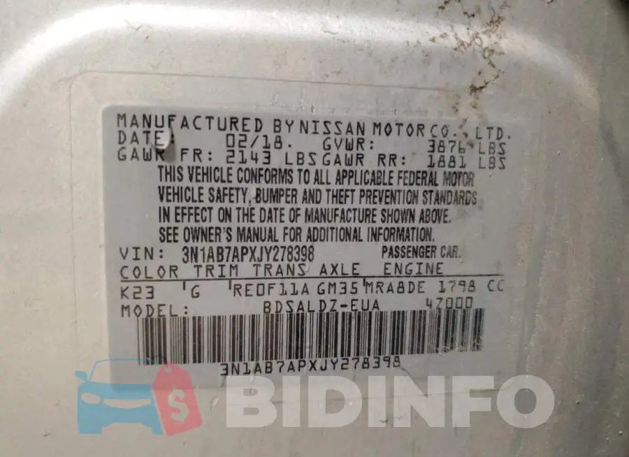 3N1AB7APXJY278398 Photo# 13