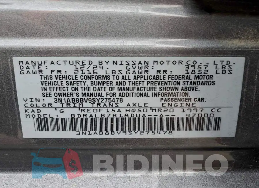 3N1AB8BV9SY275478 Photo# 12
