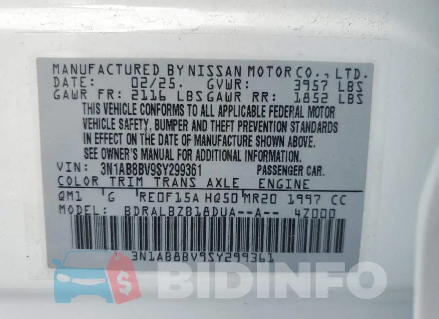 3N1AB8BV9SY299361 Photo# 12