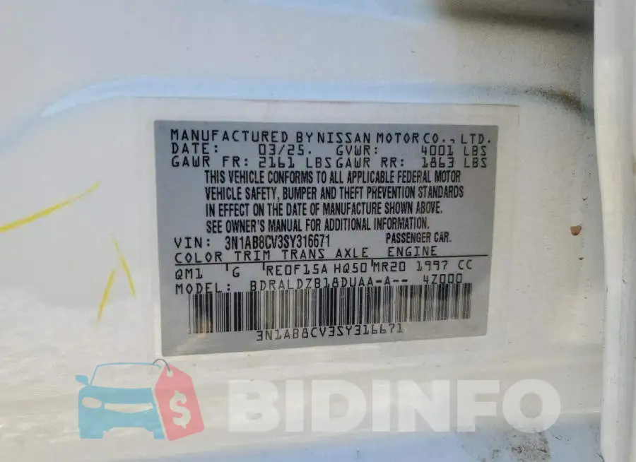 3N1AB8CV3SY316671 Photo# 12