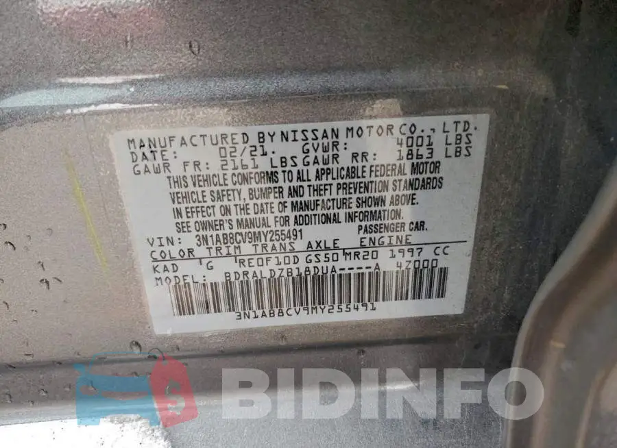 3N1AB8CV9MY255491 Photo# 12